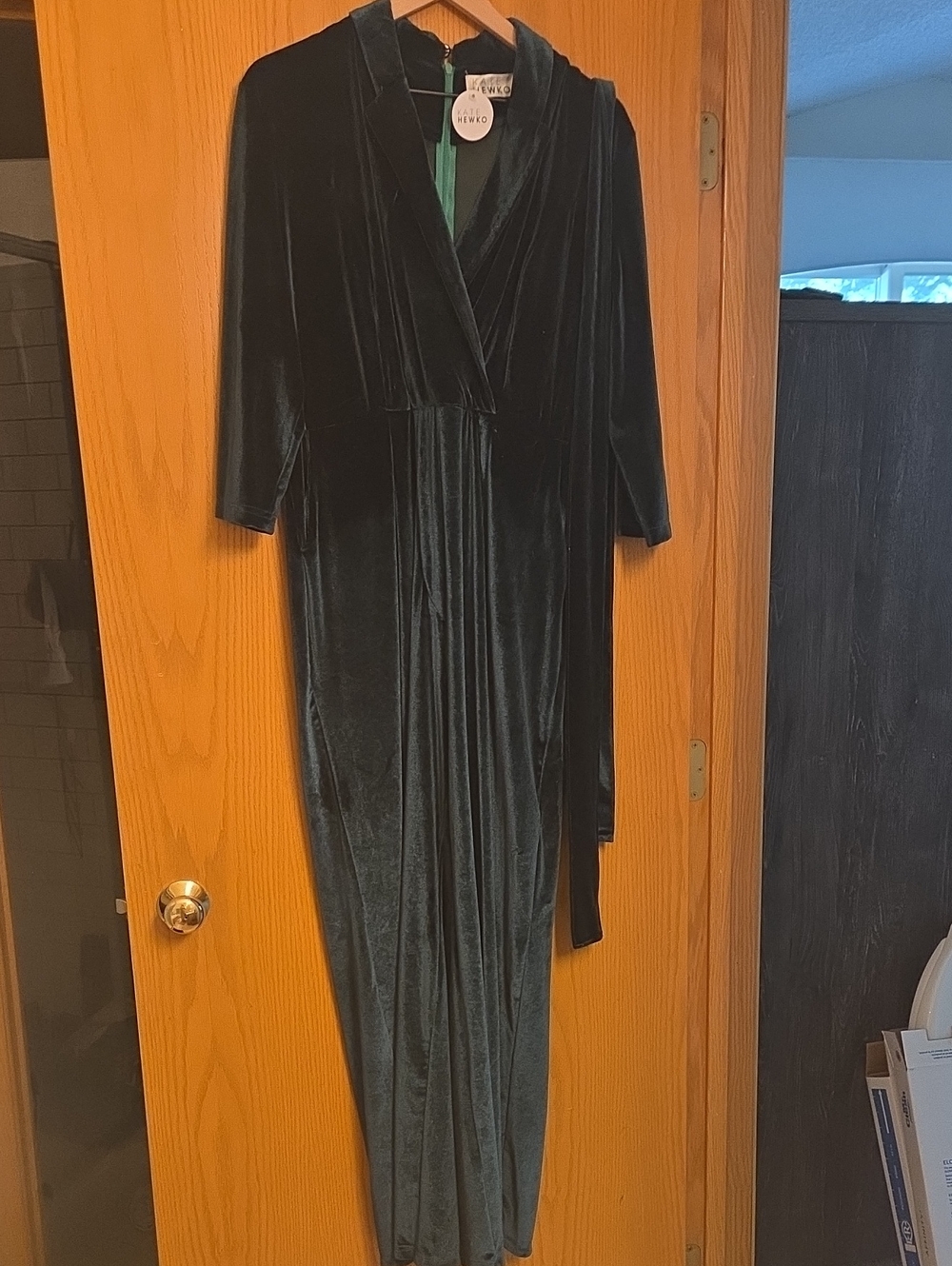 Velvet Jumpsuit in Deep Green